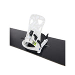 Burton - Step On binding with a black base plate and white straps.
