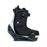 Burton Step On Binding 2025 - A black binding with a white logo on the side and a silver Burton logo on the top.