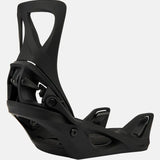 Burton Women's Step On Bindings 2025 - Black bindings with silver buckles and a sleek, modern design.