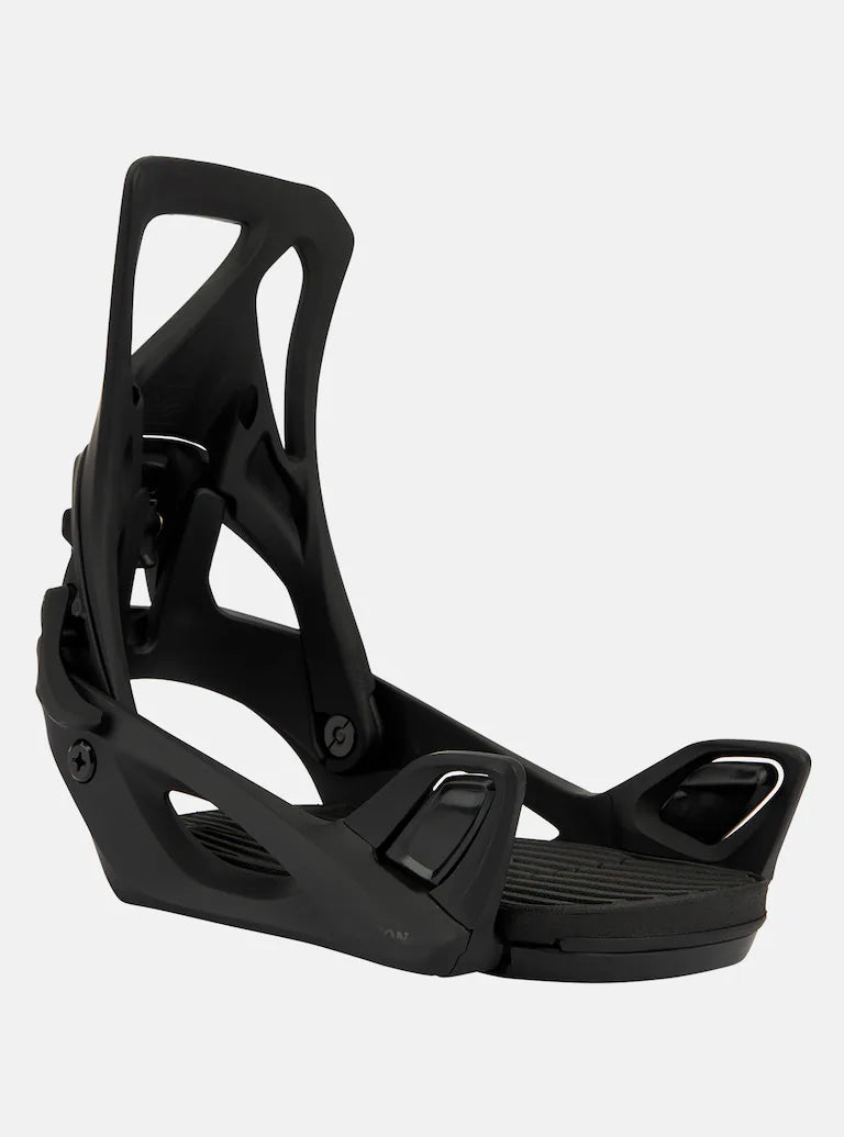 Burton Women's Step On Bindings 2025 - Black bindings with silver buckles and straps.