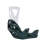 Burton Women's Step On Bindings 2025 - A pair of black and white snowboard bindings with a sleek, modern design.