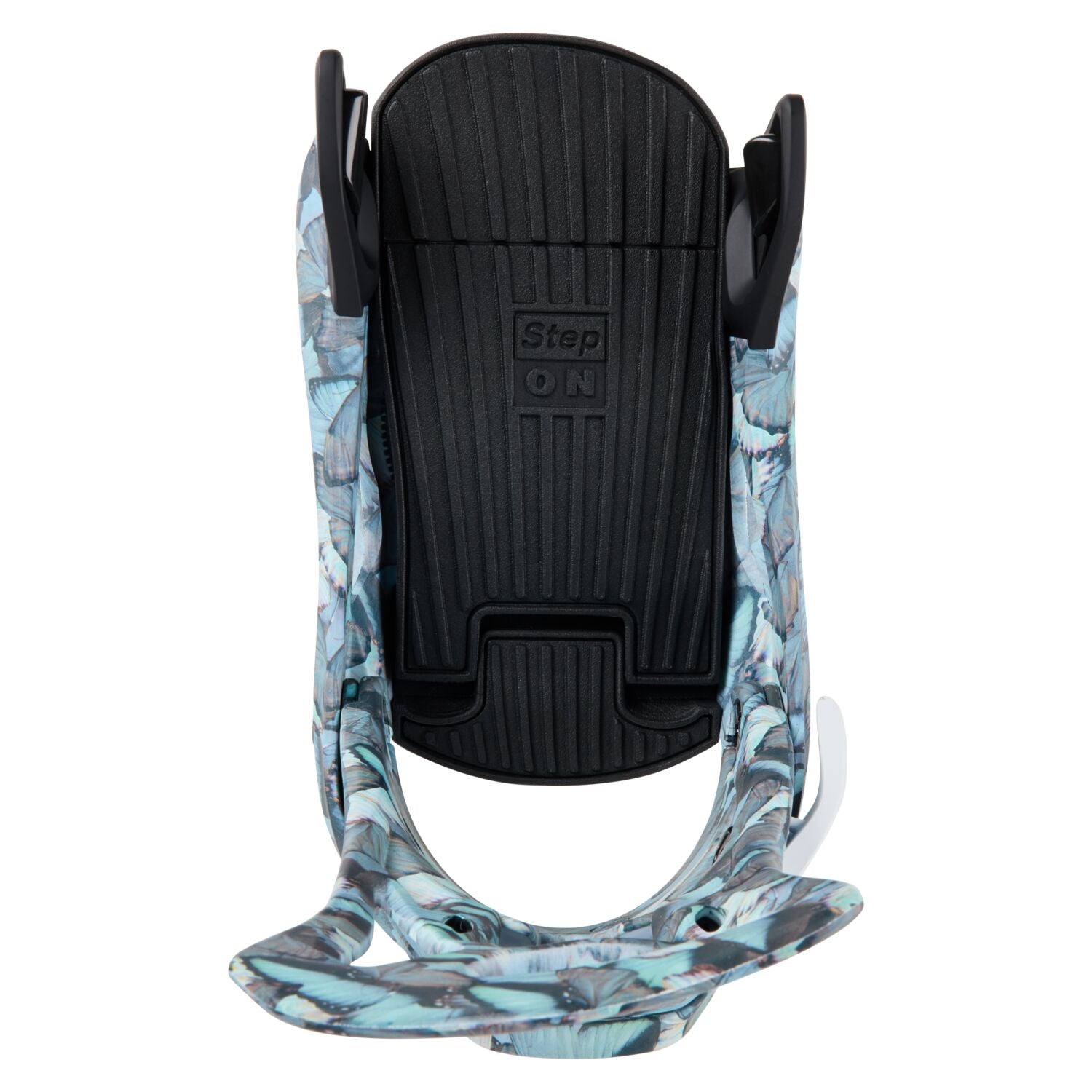 Burton Women's Step On Bindings 2025 - A black binding with a textured surface and raised ridges, featuring the words "Step ON" in embossed letters.