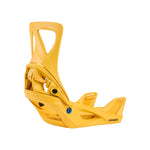 Burton Women's Step On Bindings 2025 - A pair of yellow snowboard bindings with a distinctive blue screw on the front.