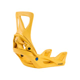 Burton Women's Step On Bindings 2025 - A pair of yellow snowboard bindings with a distinctive blue screw on the front.