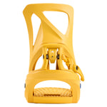 Burton Women's Step On Bindings 2025 - A pair of yellow snowboard bindings with a sleek, modern design and silver hardware.