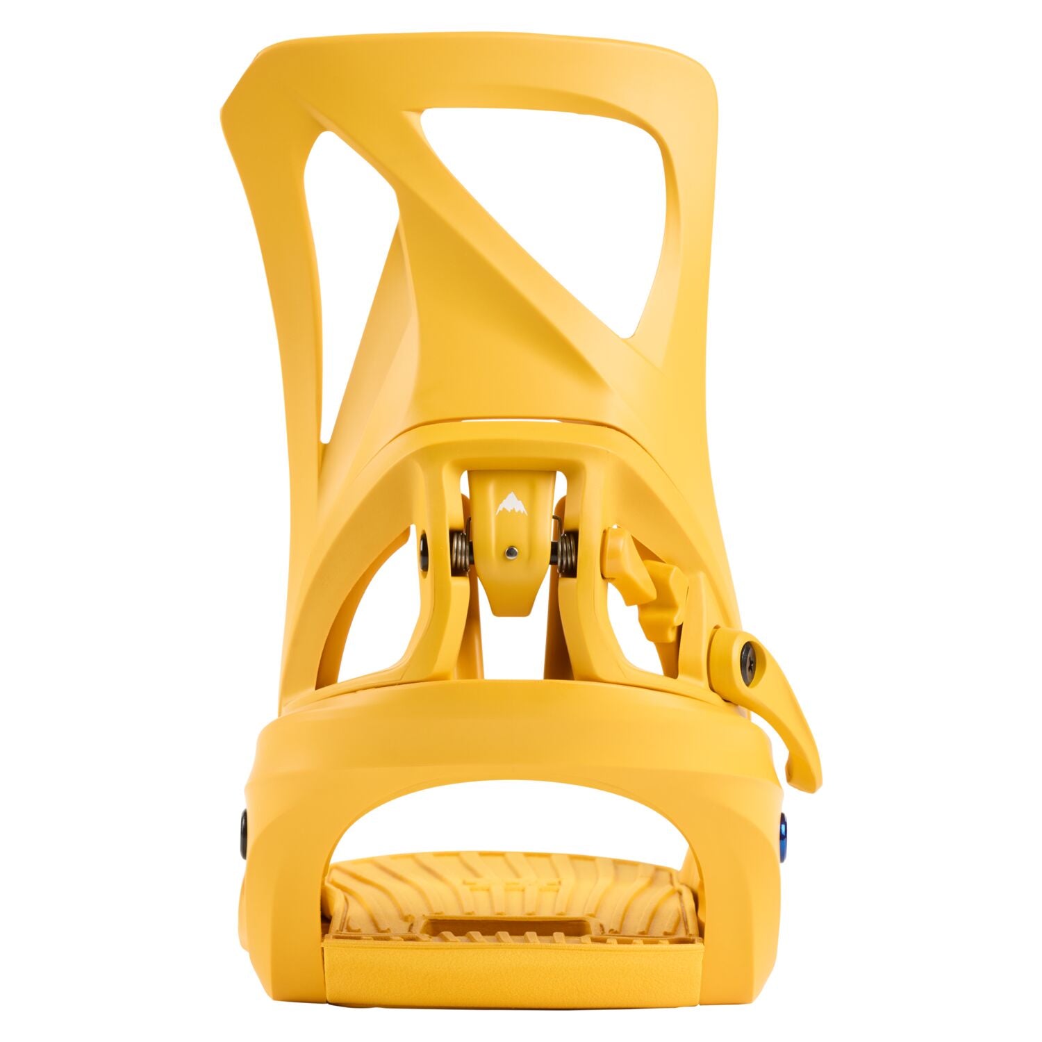 Burton Women's Step On Bindings 2025 - A pair of yellow snowboard bindings with a sleek, modern design and silver hardware.