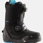 Burton Photon Step On Snowboard Boot 2025 - A black snowboard boot with a blue logo on the side and a silver buckle.