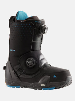 Burton Photon Step On Snowboard Boot 2025 - A black snowboard boot with a blue logo on the side and a silver buckle.