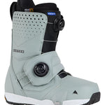 Burton Photon Step On Snowboard Boot 2025 - A light gray snowboard boot with a black strap and buckle, featuring a small mountain logo on the toe.