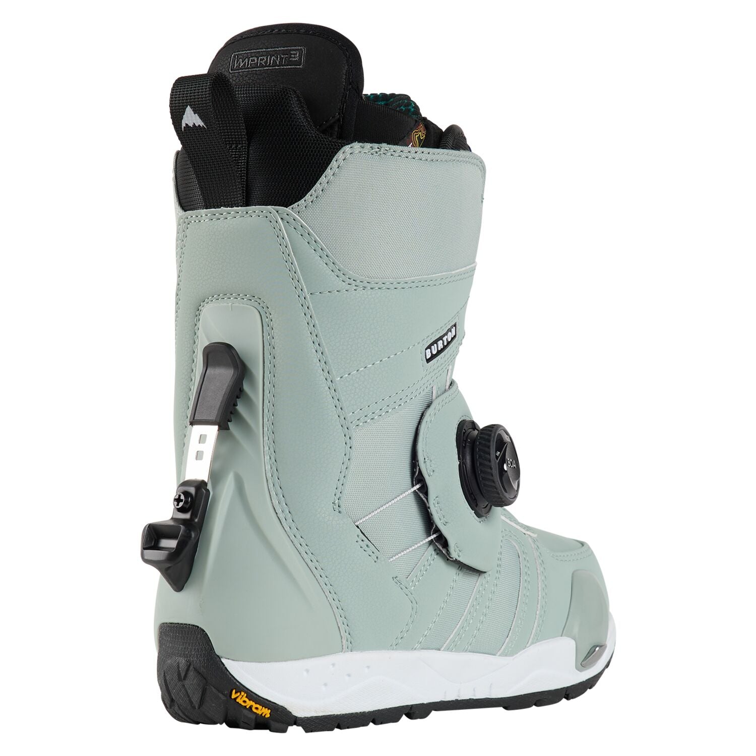 Burton Women's Felix Step On Snowboard Boot 2025 - A light gray snowboard boot with a black strap and white stitching, featuring a step-on binding system.