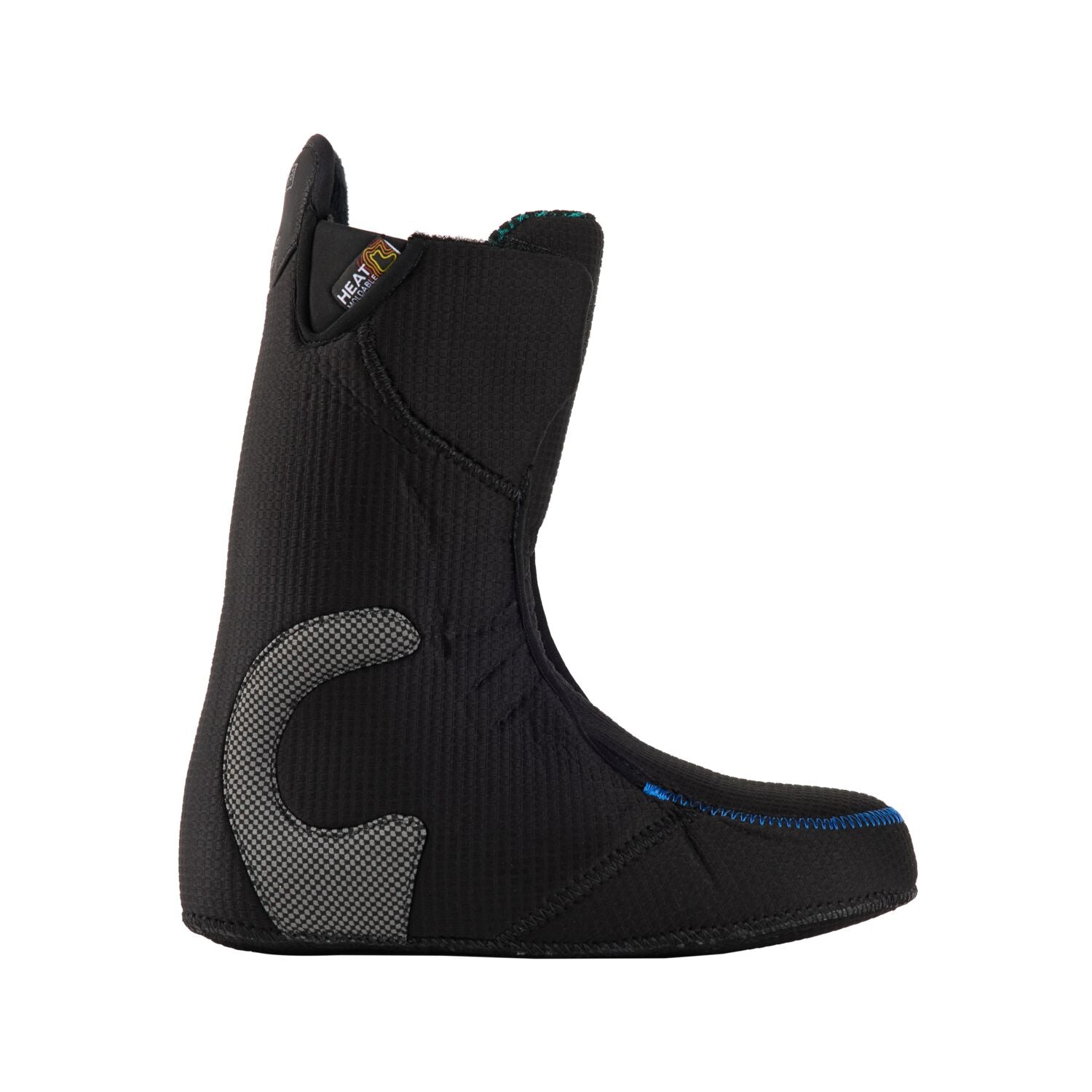 Burton Women's Felix Step On Snowboard Boot 2025 - A black snowboard boot with a blue logo on the side and a white Burton label on the back heel.