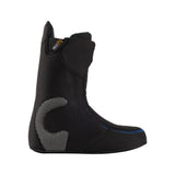 Burton Women's Felix Step On Snowboard Boot 2025 - A black snowboard boot with a textured pattern on the side and a blue stitching detail on the toe.