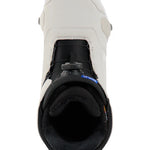 Burton Ruler Step On Boots 2025 - White boots with black strap and buckle on top of a white background.