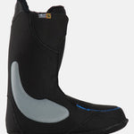 Burton Ruler Step On Boots 2025 - Black boots with a gray strap on the side and a yellow logo that says "HEAT" in white letters.