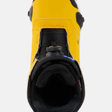 Burton Ruler Step On Boots 2025 - A pair of yellow snowboard boots with black accents and a black strap on top.