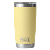 Yeti Rambler 20 oz. Tumbler with Magslider Lid - A stainless steel tumbler with a silver lid and a sliding closure mechanism.
