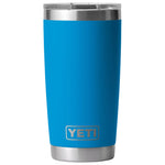 Yeti Rambler 20 oz. Tumbler with Magslider Lid - A stainless steel tumbler with a silver lid and a sliding closure mechanism.
