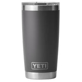 Yeti Rambler 20 oz. Tumbler with Magslider Lid - A stainless steel tumbler with a clear lid and silver handle on top.