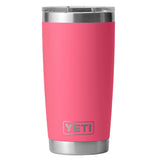 Yeti Rambler 20 oz. Tumbler with Magslider Lid - A stainless steel tumbler with a silver lid and a sliding closure mechanism.