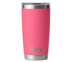 Yeti Rambler 20 oz. Tumbler with Magslider Lid - A stainless steel tumbler with a silver lid and a sliding closure mechanism.