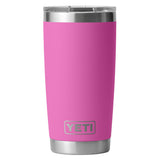 Yeti Rambler 20 oz. Tumbler with Magslider Lid - A stainless steel tumbler with a silver lid and a sliding closure mechanism.