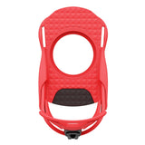 Union Junior's Cadet Mini Snowboard Binding 2025 - A small, red snowboard binding with a circular logo on top and two side straps.