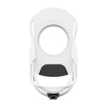 Union Junior's Cadet Mini Snowboard Binding 2025 - A white snowboard binding with a circular cutout in the top and a black plastic piece at the bottom.