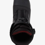 Burton Ion Boa Snowboard Boot 2025 - Black snowboard boot with a textured rubber toe cap and red stitching on the tongue.