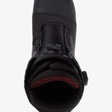 Burton Ion Boa Snowboard Boot 2025 - Black snowboard boot with a textured rubber toe cap and red stitching on the tongue.