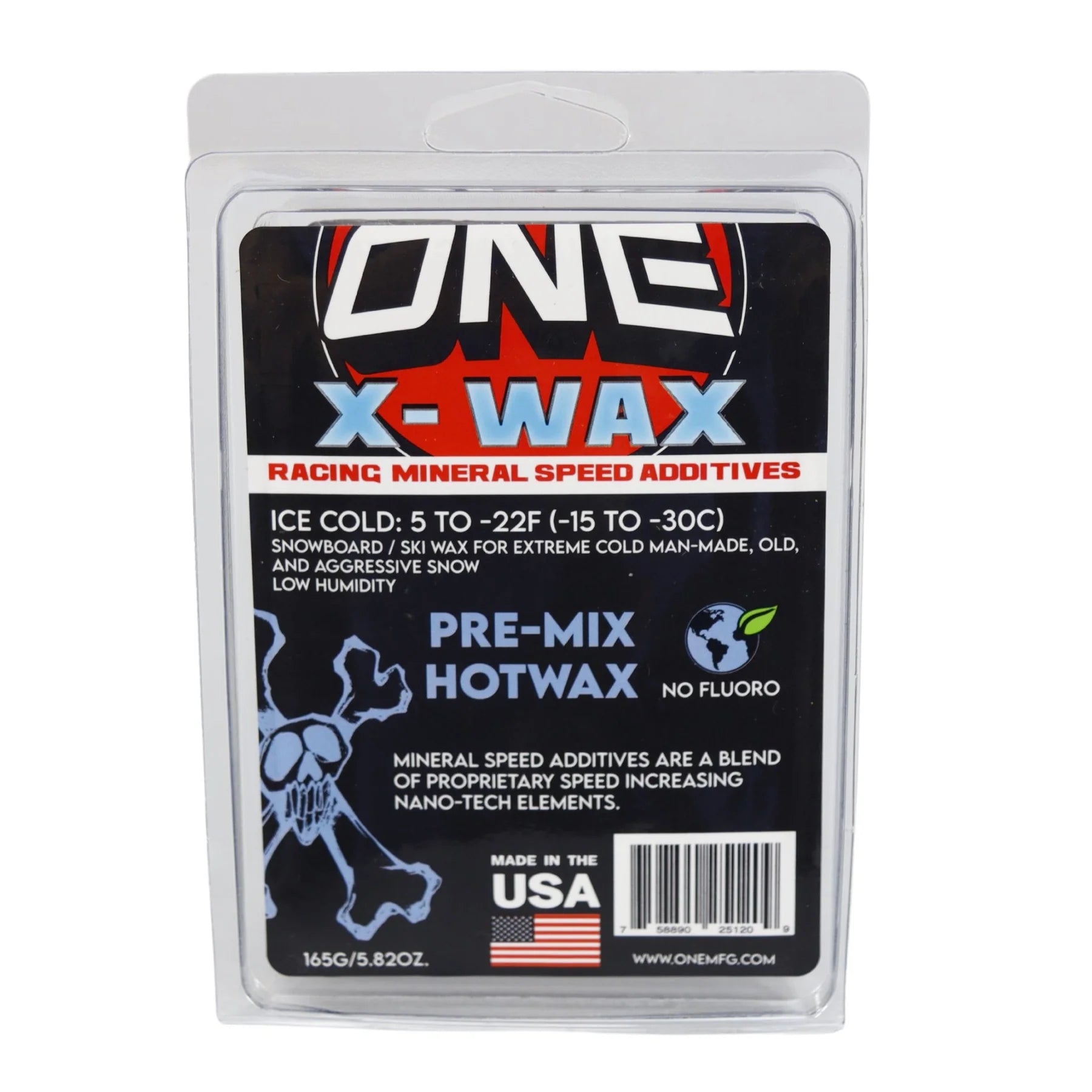 Oneball X-Wax Ice Cold 12F - 2025 - A black and white label with a red logo, featuring a thermometer displaying 12 degrees Fahrenheit.