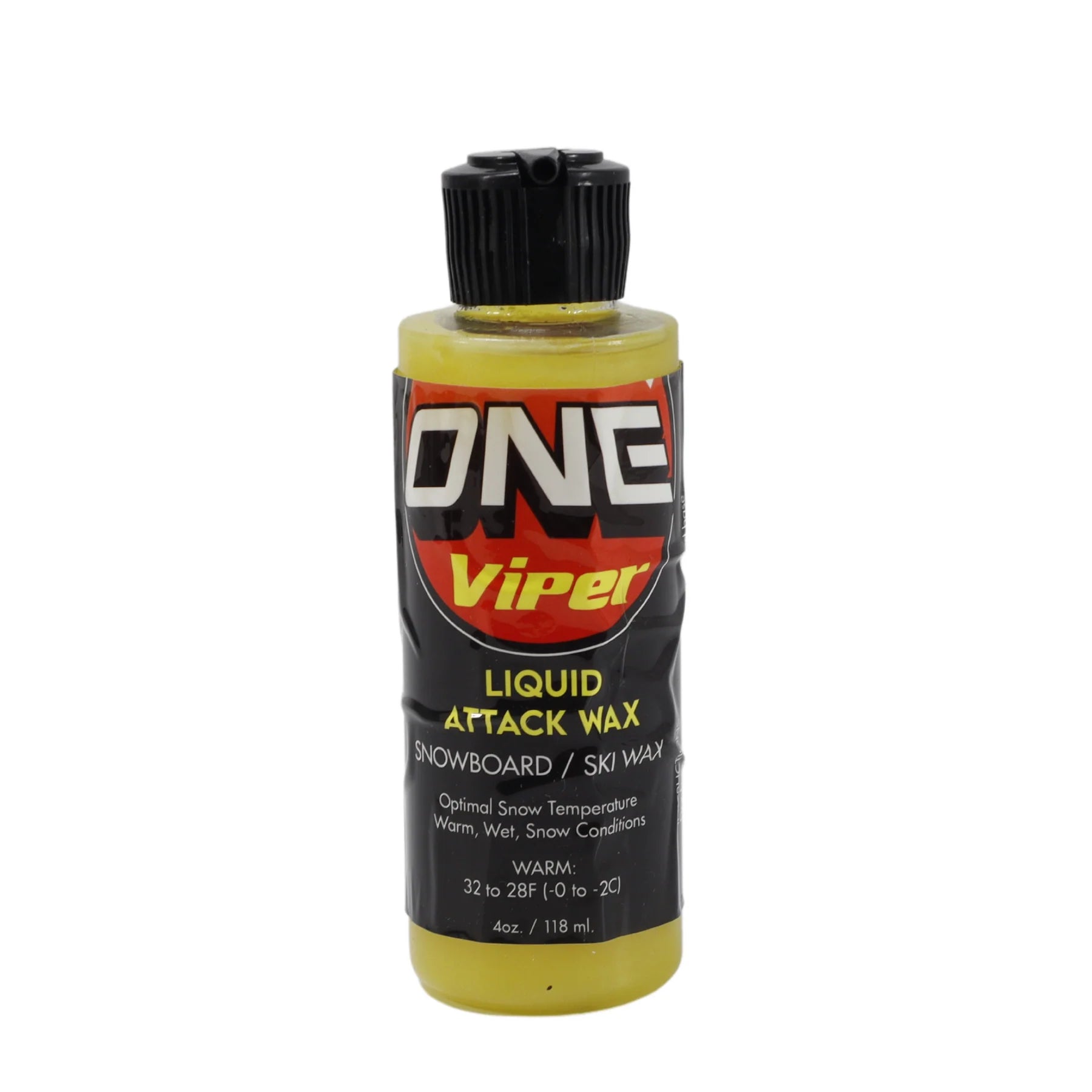 Oneball Viper All Temp Liquid Wax 2023-2024 - Yellow bottle with black cap and red label.