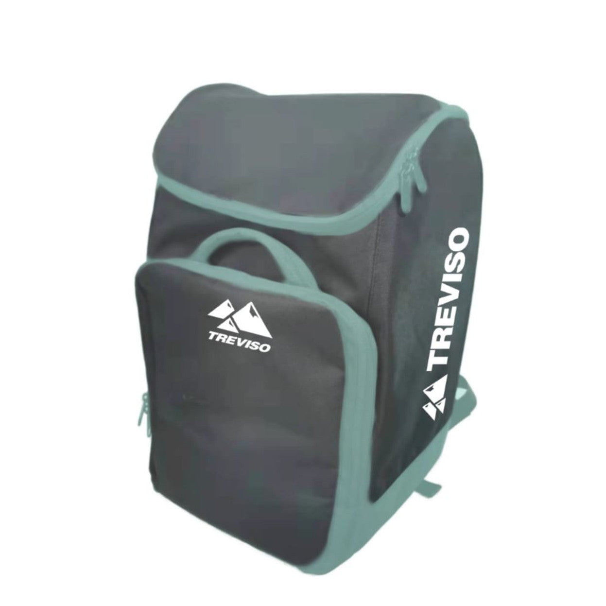 Treviso Ranger Mid Boot Bag 2023 - A black boot bag with a white logo and zipper on top, featuring a handle and two straps at the back.
