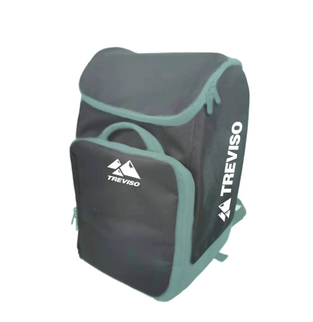 Treviso Ranger Mid Boot Bag 2023 - A black boot bag with a white logo and zipper on top, featuring a handle and two straps at the back.