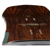 Arbor A-Frame Camber Snowboard 2025 - White snowboard with black bindings and a black strap on top of it.