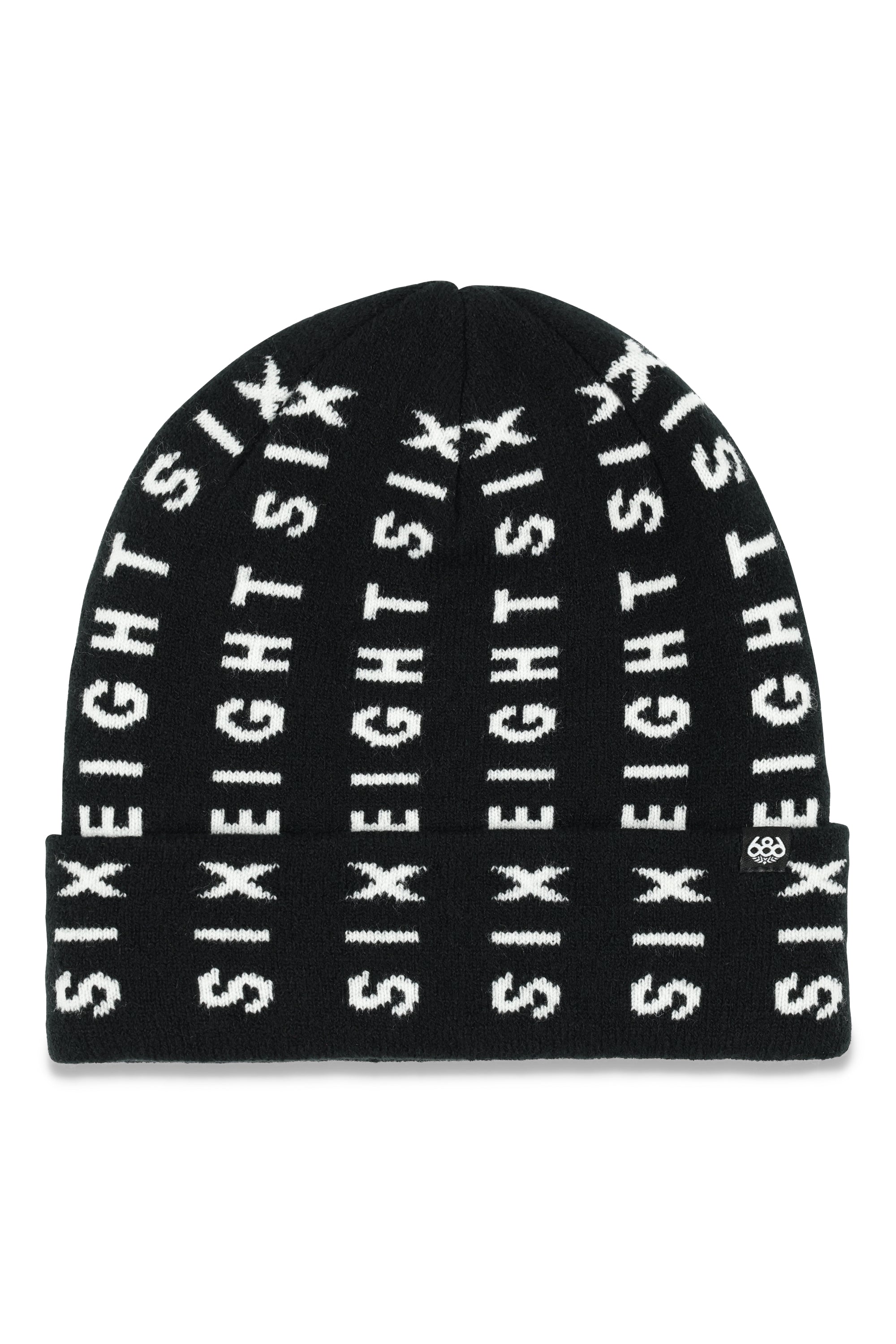 The 686 Bars Beanie 2025 is black with white lettering and has an elastic cuff.