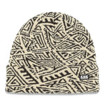 The 686 Men's Scrawl Beanie 2025 has a cream and black geometric patterned knit design.