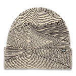 The 686 Women's Checkmate Beanie 2025 has a cream and black zebra striped pattern with a folded cuff.