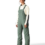 The 686 brand's Black Magic insulated bib features a sleek black design with white accents on the side view.