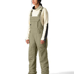 The 686 Women's Black Magic Insulated Bib features a light gray color with black accents and appears to be adjustable at the shoulders.