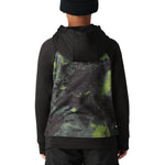 The 686 Boys' Bonded Fleece Pullover Hoody 2025 has a green and black camouflage pattern on the front.