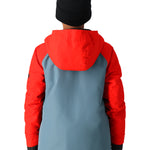 The 686 Youth GEO Insulated Jacket 2025 is showcased in red and gray on a model wearing it from the back.