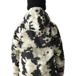 The 686 Boys' Hydra Insulated Jacket in black and white tie-dye pattern has an insulated hood.