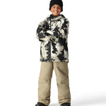 The 686 Boys' Hydra Insulated Jacket 2025 is pictured from the front, showcasing its black and white tie-dye pattern.