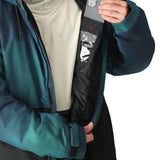 The 686 Foundation Insulated Jacket 2025 is primarily dark green with black accents and has an insulated hood.