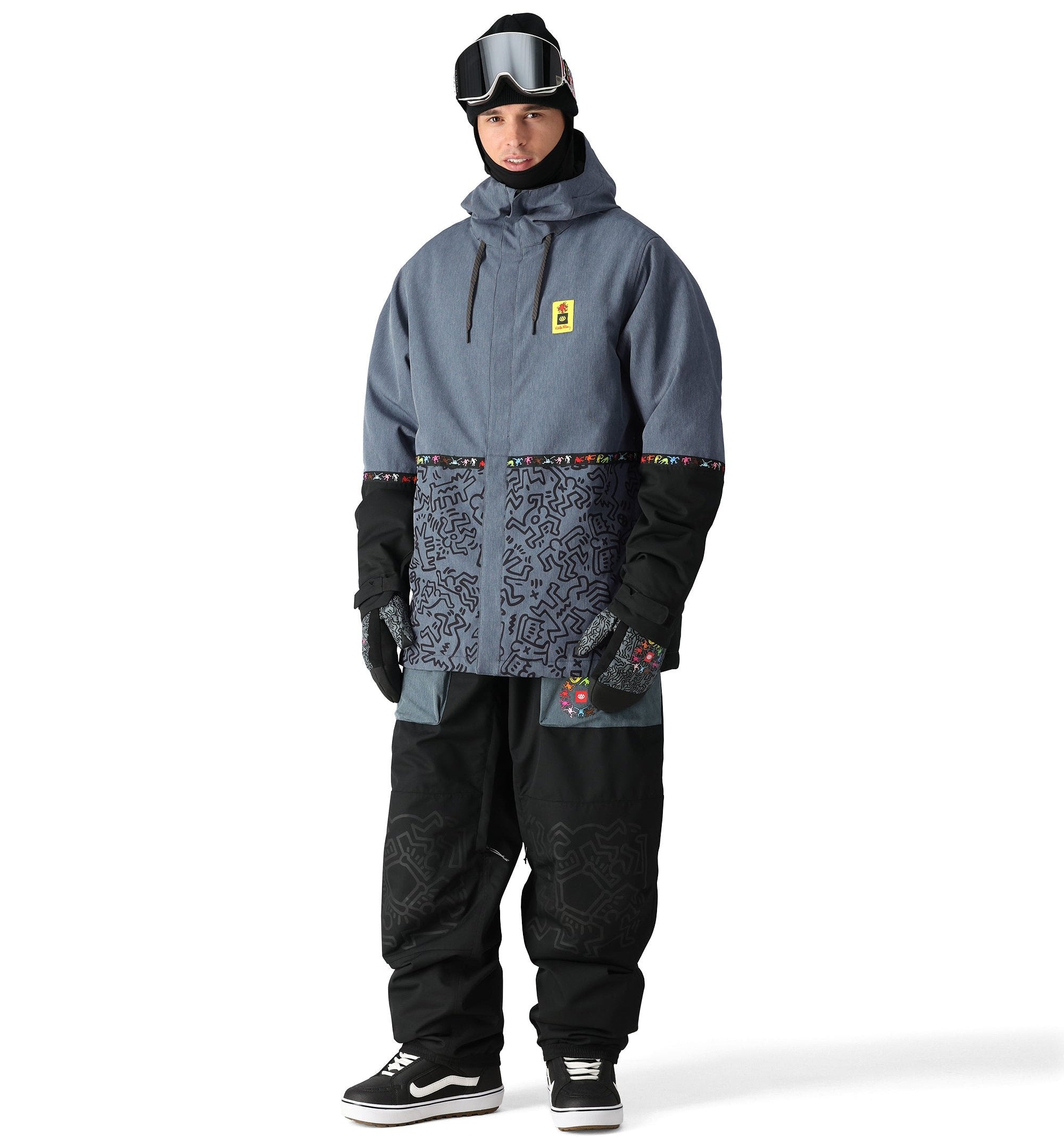 The 686 Foundation Insulated Jacket features a gray body with black accents and a hood.