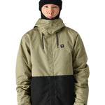The 686 Foundation Insulated Jacket in khaki and black has an insulated hood.