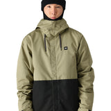 The 686 Foundation Insulated Jacket in khaki and black has an insulated hood.
