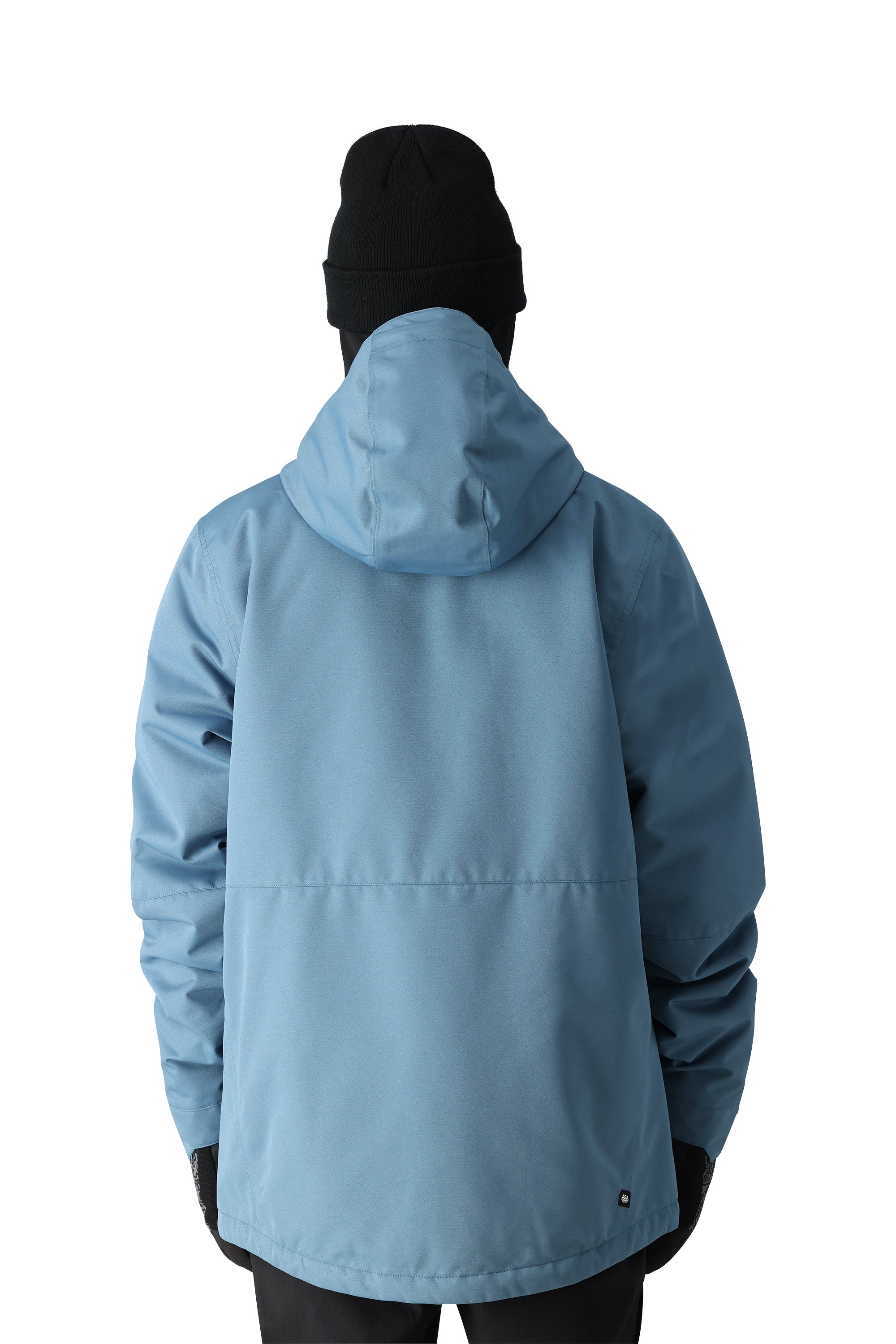 The 686 Foundation Insulated Jacket 2025 is a light blue jacket with an insulated hood.