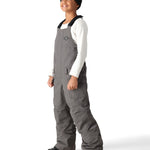 The 686 Boy's Frontier Insulated Bib 2025 has a gray color with an adjustable BOA dial on the left strap.