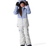 The 686 Girl's Athena Insulated Jacket 2025 is light blue with a white floral pattern and has an insulated hood.